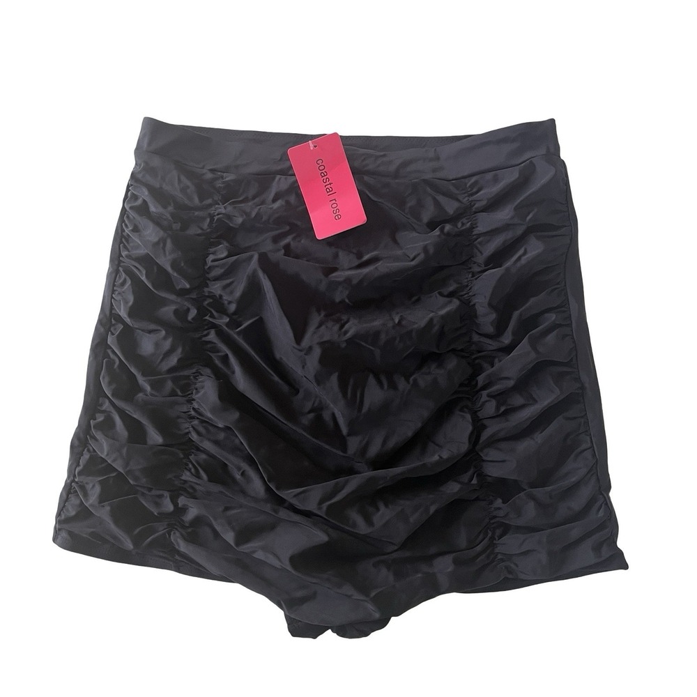 NWT Coastal Rose Women's Size US 22‎ Swim Shorts Black Ruched Fitted Beach